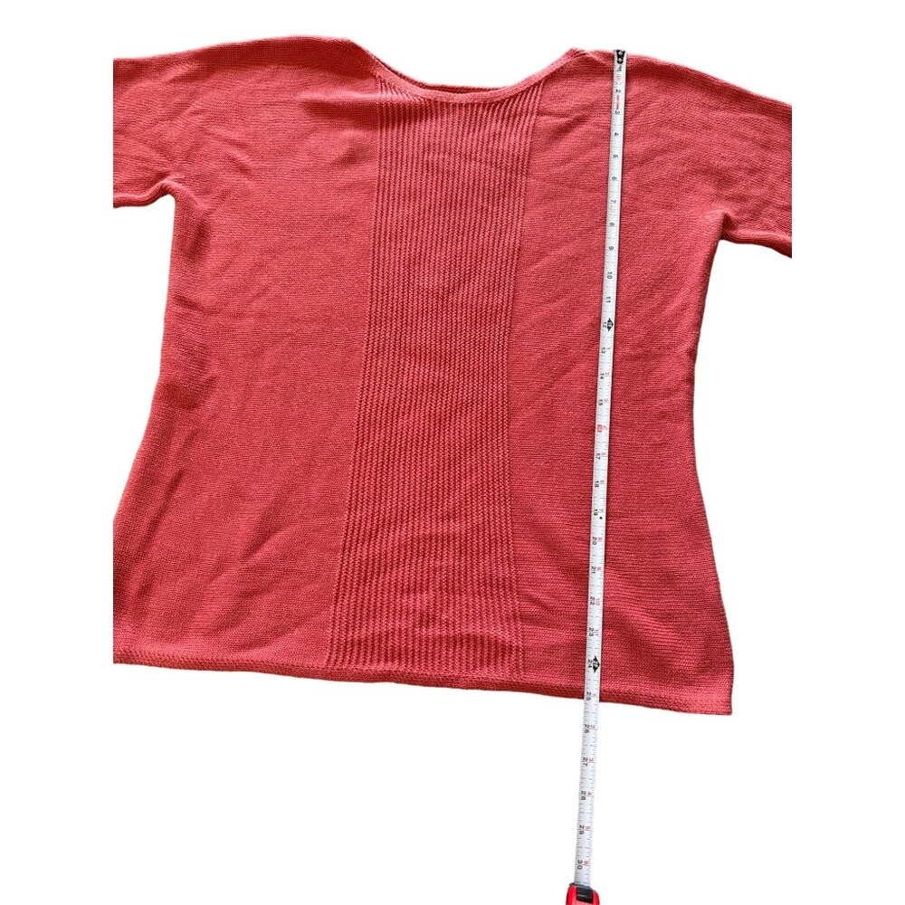 Pendleton Coral Pink Cotton Knit Sweater Top Short Sleeve Ribbed Scoop Neck XL i - Picture 3 of 6